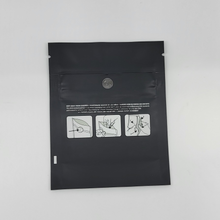 Load image into Gallery viewer, Custom Mylar Bag - 3.62&quot; x 4.5&quot; - Matte - Black/Black (Child Lock/Open Instructions)
