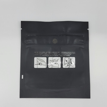 Load image into Gallery viewer, Custom Mylar Bag - 4.5&quot; x 5&quot; - Matte - Black/Black (Child Lock/Open Instructions)
