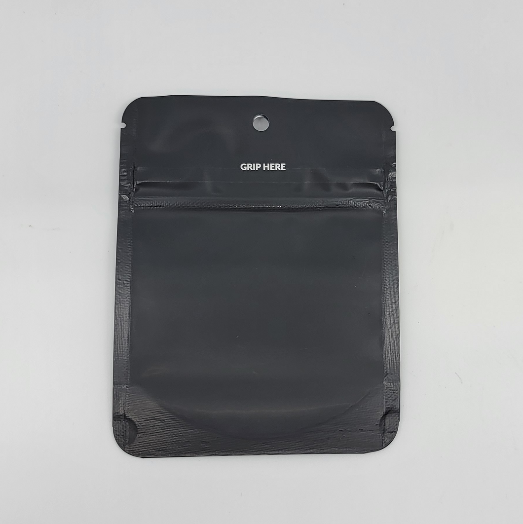Custom Mylar Bag - 4x5 - Matte - Black/Black - Round Corners (Child Lock)